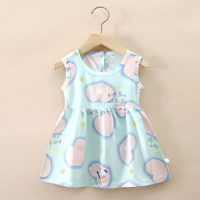 JF Sea Green Heart Printed Frock FD6086A